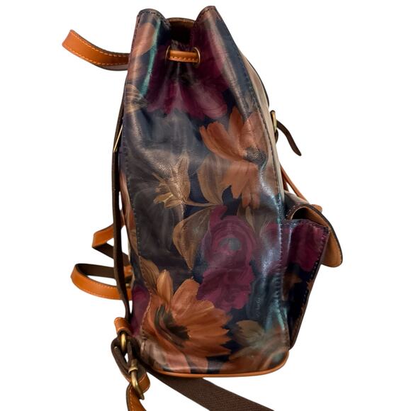 Patricia Nash Leather Drawstring Bucket Floral Backpack Purse Soft Lined Pockets - Picture 12 of 16